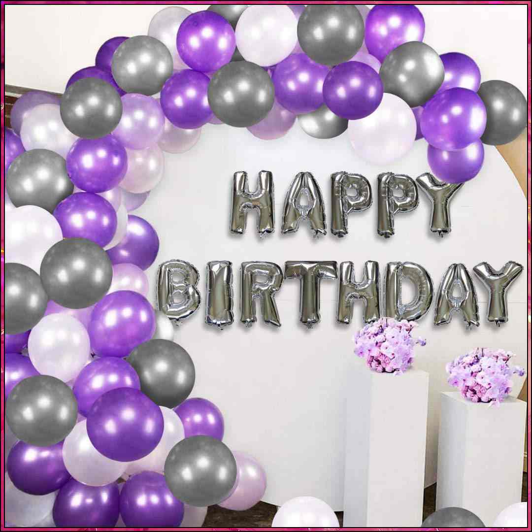purple happy birthday balloons
